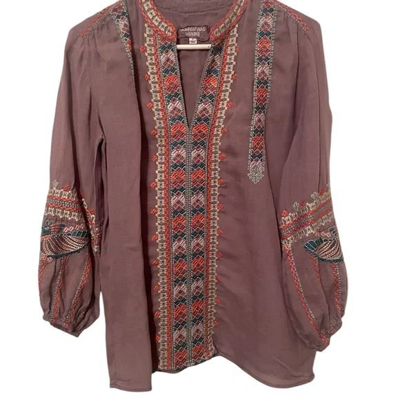 Johnny Was small purple Bohemian Embroidered Women's Top - Picture 1 of 5